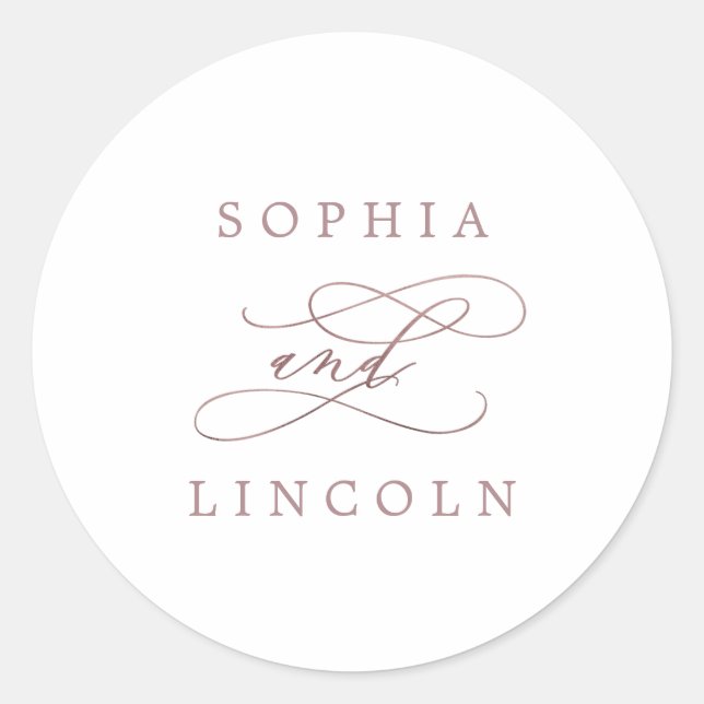 Romantic Rose Gold Calligraphy Envelope Seals (Front)