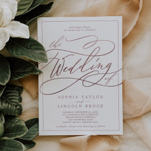Romantic Rose Gold Calligraphy Frame The Wedding Invitation