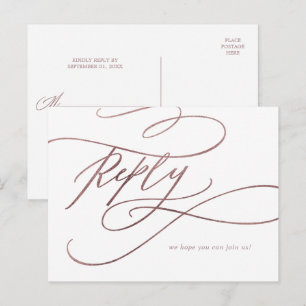Romantic Rose Gold Calligraphy Menu Choice RSVP
