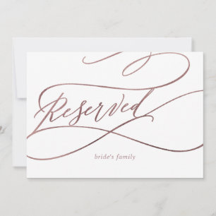 Romantic Rose Gold Calligraphy Reserved Sign