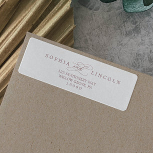 Romantic Rose Gold Calligraphy Return Address