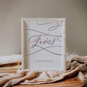 Romantic Rose Gold Calligraphy Wedding Favors Sign