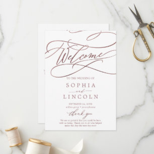 Romantic Rose Gold Calligraphy Wedding Programme