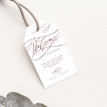 Romantic Rose Gold Calligraphy Wedding Welcome Gift Tags<br><div class="desc">These romantic rose gold calligraphy wedding welcome gift tags are perfect for a simple wedding. The modern classic design features fancy swirls and whimsical flourishes with gorgeous elegant hand lettered faux rose gold foil typography. Personalise the tags with the location of your wedding, a short welcome note, your names, and...</div>