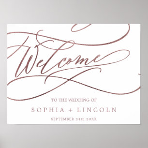 Romantic Rose Gold Calligraphy Welcome Wedding Poster