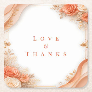 Romantic Rose & Gold Floral Coaster