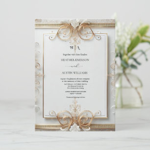 Romantic Rose Gold Foil   Blush Monogram Wedding Invitation