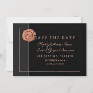 Romantic Rose Gold Glitter Monogram  Save The Date