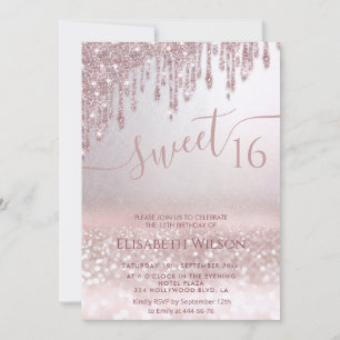 Romantic Rose gold glittery ombre butterfly  photo Invitation