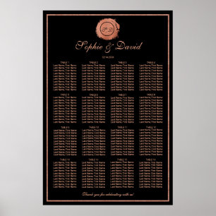 Romantic Rose Gold Monogram Wedding Seating Chart