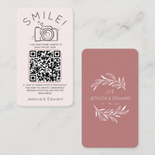 Romantic Rose Memorable Photos Qr Code wedding Place Card