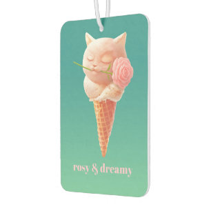Romantic Rose: Miss Meow Pink Ice Cream Cone Art Car Air Freshener