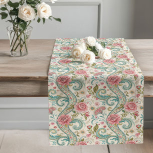 Romantic Rose Pattern Table Runner Victorian Charm
