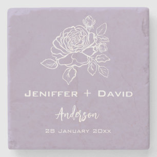 Romantic Rose Personalised Wedding/ Bridal Shower  Stone Coaster