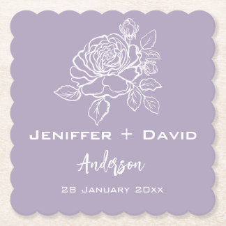 Romantic Rose Personalized Wedding/ Bridal Shower  Paper Coaster