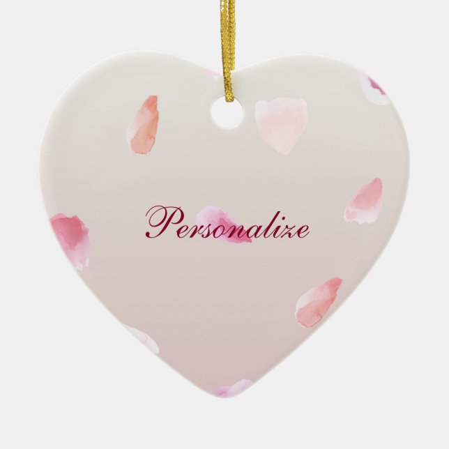 Romantic Rose Petals Ceramic Tree Decoration (Front)