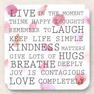 Romantic Rose Petals inspirational words Coaster
