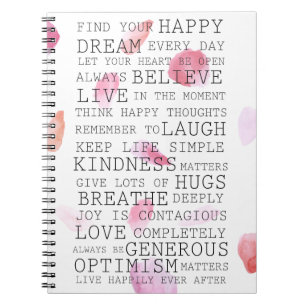 Romantic Rose Petals Inspirational words Notebook