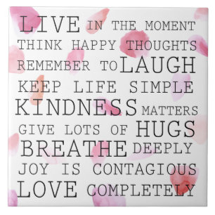Romantic Rose Petals inspirational words Tile