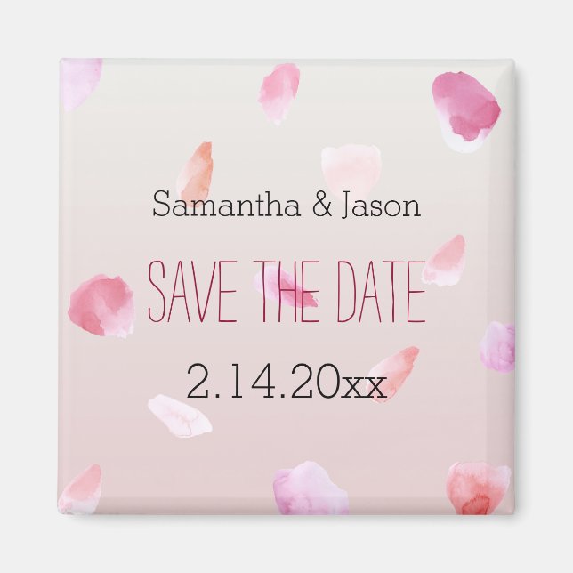 Romantic Rose Petals Save the Date Magnet (Front)