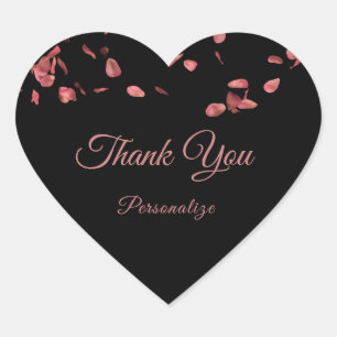 Romantic Rose Petals Thank You Personalise Heart Sticker