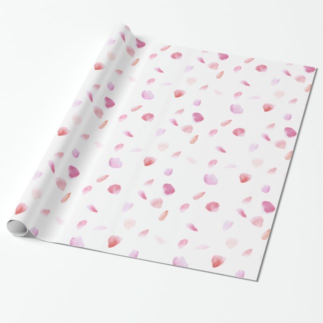 Romantic Rose Petals Wrapping Paper (Unrolled)