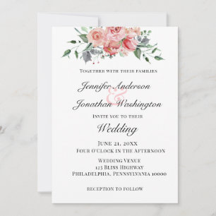 Romantic Rose Pink Floral Invitation