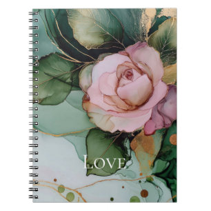 Romantic Rose Pink Gold Floral Love Notebook