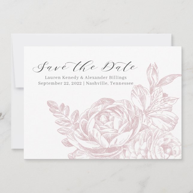Romantic Rose Pink Wedding Save the Date (Front)