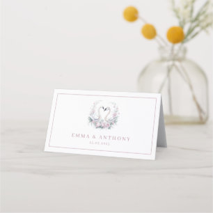 Romantic Rose Swan Couple Wedding Place Card