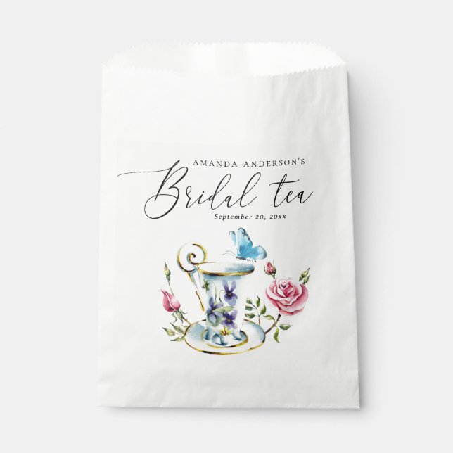 Romantic Rose Tea Party | Bridal Shower Floral Favour Bags (Front)