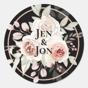 ROMANTIC ROSE WEDDING CLASSIC ROUND STICKER
