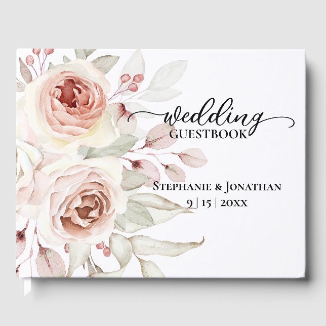 Romantic rose Wedding Guest Book (Front)