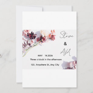 Romantic Rose Wedding Invitation   Soft Floral Ele