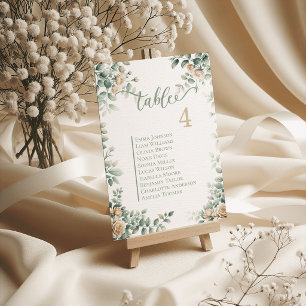 Romantic Rose Wedding Table Cards Seating Plan