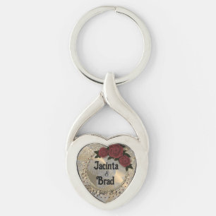 Romantic Rose Wreath Feather Wedding    Key Ring