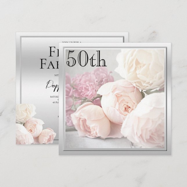 Romantic Roses 50th Birthday Party Invitation (Front/Back)
