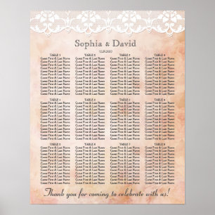 Romantic Roses and Lace Wedding Seating Chart