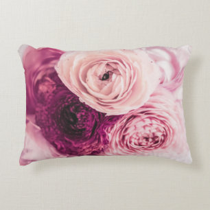 Romantic roses bouquet: vintage branding. decorative cushion