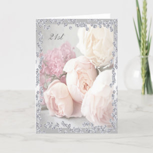 Romantic Roses & Diamonds 21st Birthday Card