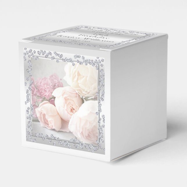 Romantic Roses & Diamonds Favour Box (Front Side)
