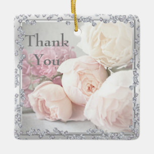 Romantic Roses & Diamonds Thank You Ceramic Tree Decoration