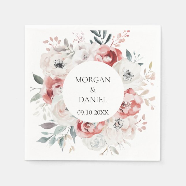 Romantic Roses Elegant Wedding Napkin (Front)