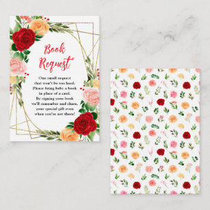 Romantic Roses Floral Baby Shower Book Request Enclosure Card