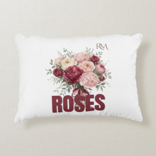 Romantic Roses Floral Bouquet Elegant Flower Desig Decorative Cushion