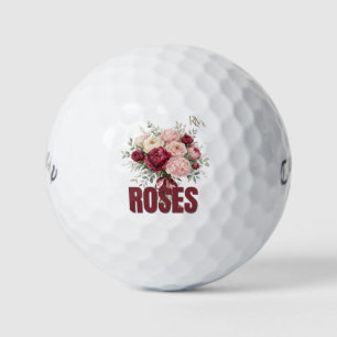 Romantic Roses Floral Bouquet Elegant Flower Desig Golf Balls