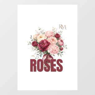 Romantic Roses Floral Bouquet Elegant Flower Desig Window Cling