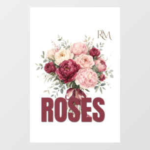 Romantic Roses Floral Bouquet Elegant Flower Desig Window Cling