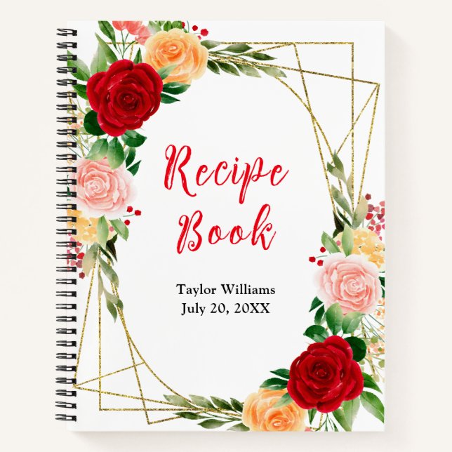 Romantic Roses Floral Recipe Book (Front)