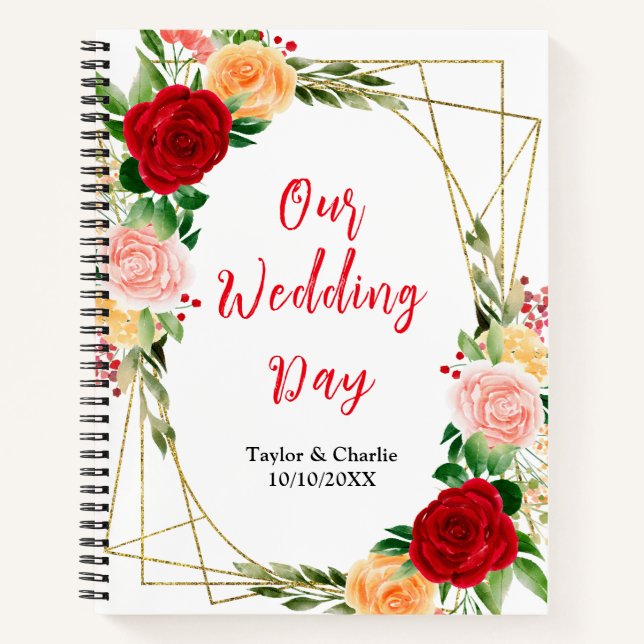 Romantic Roses Floral Wedding Planner Notebook (Front)